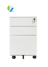 Cold Rolling Steel White File Cabinet On Wheels Three Drawer With Siding