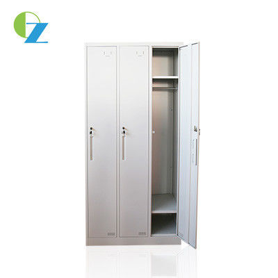 900mm Width Steel Office Lockers Furniture 3 Door With Green Steel Handle